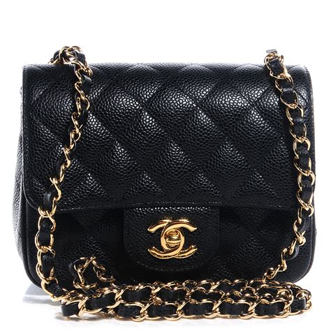 CHANEL Caviar Mini Square Flap Black .